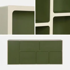 Organisches Bücherregal mit zweifarbigem Holzdekor, 8 Fächer
