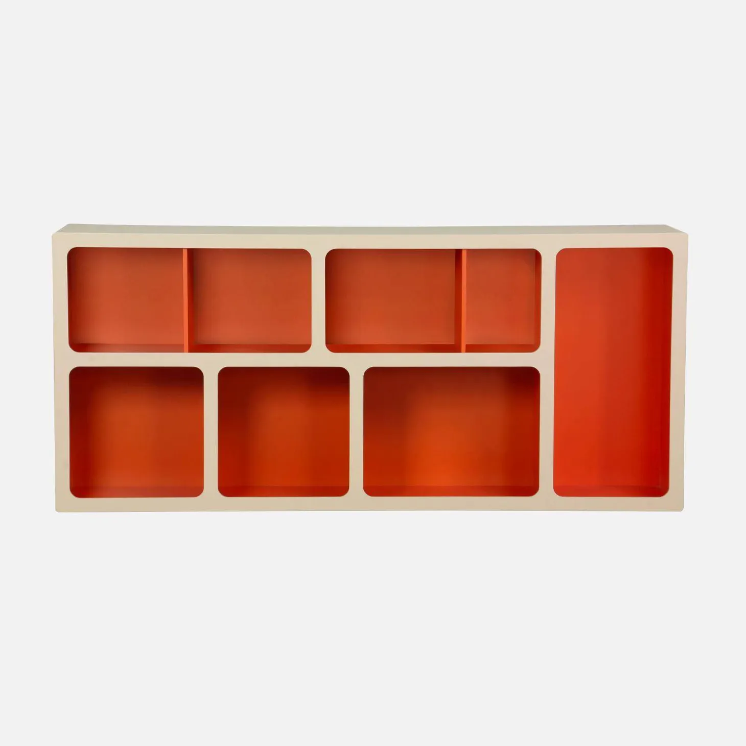 Organisches Bücherregal mit zweifarbigem Holzdekor, 8 Fächer