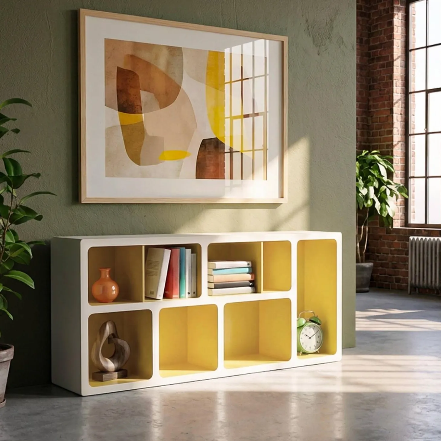 Organisches Bücherregal mit zweifarbigem Holzdekor, 8 Fächer