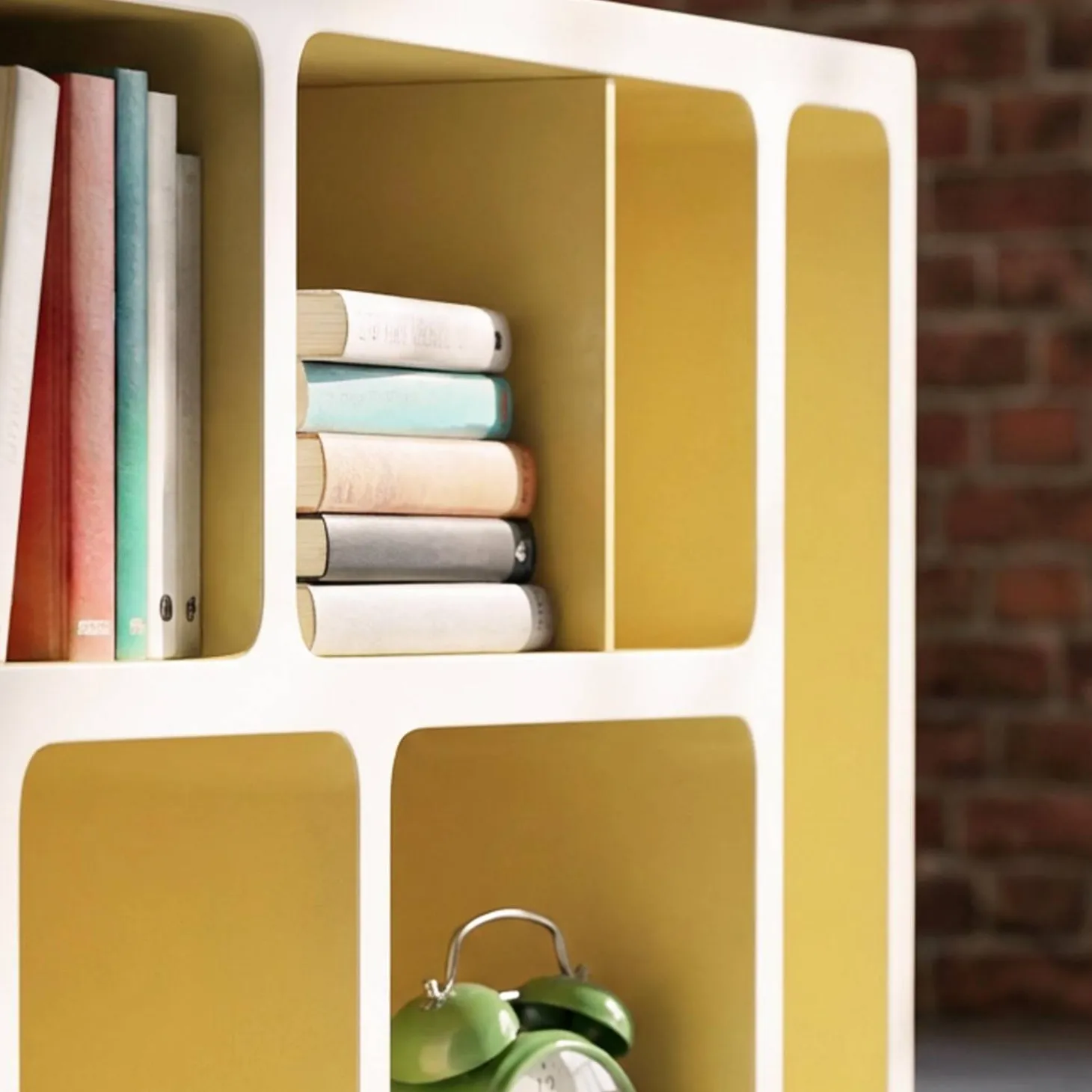 Organisches Bücherregal mit zweifarbigem Holzdekor, 8 Fächer