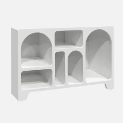 Organisches Sideboard mit 6 Fächern in Holzoptik weiß 120cm