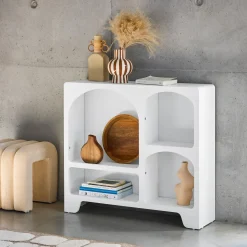 Organisches Sideboard mit 4 Fächern weiß 90cm
