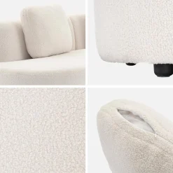 Organisches Sofa, 3-Sitzer mit Bouclé-Bezug