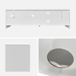 Organisches TV-Möbel mit Holzeffekt weiß 160cm