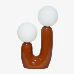 Organische Tischlampe Keramik und Glas H 31cm