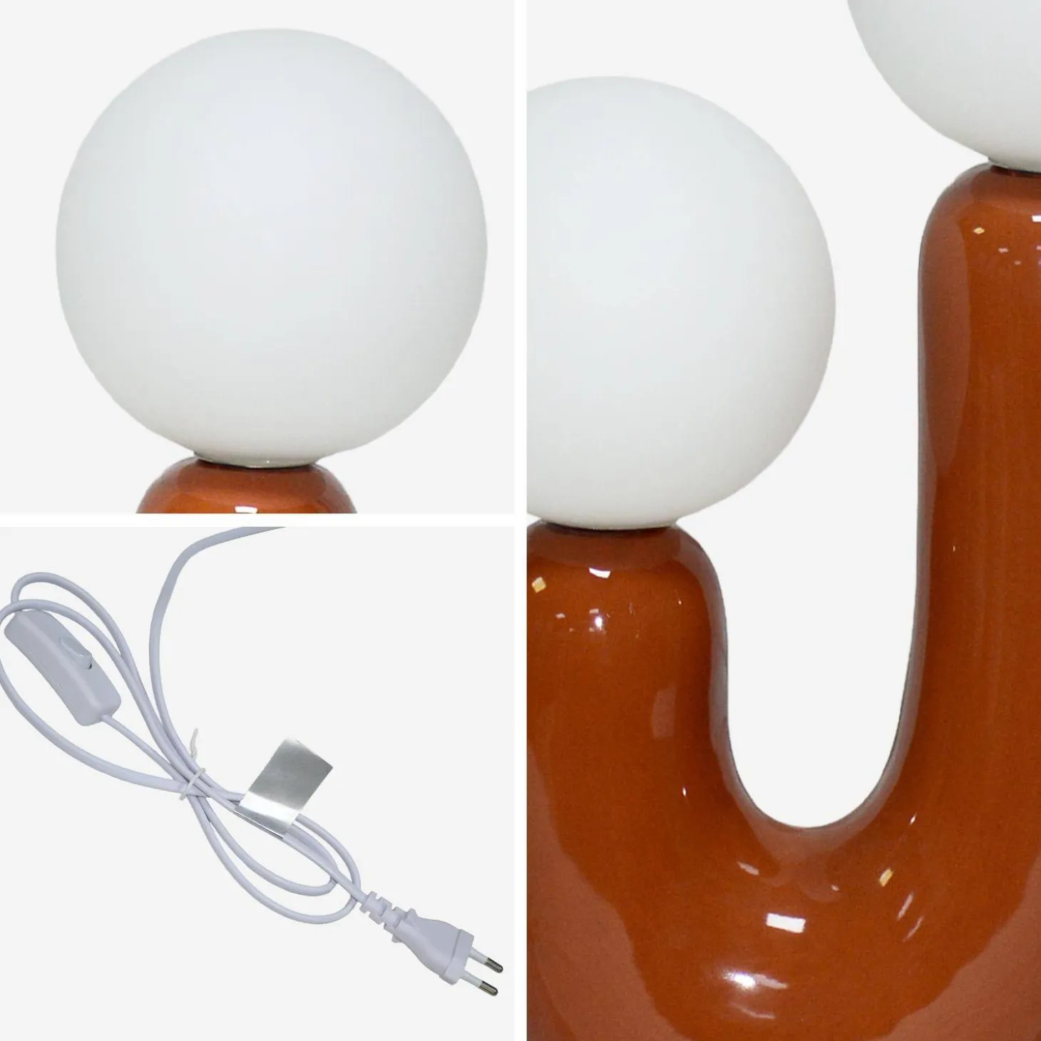 Organische Tischlampe Keramik und Glas H 31cm