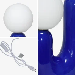 Organische Tischlampe Keramik und Glas H 31cm