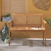 Outdoor-Bank 2-Sitzer Akazie Rückenlehne Rattan-Geflecht