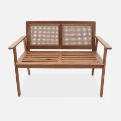 Outdoor-Bank 2-Sitzer Akazie Rückenlehne Rattan-Geflecht