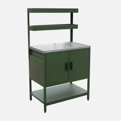 Outdoor-Küche aus Stahl mit 2 hängenden Regalböden und 2 Türen L 80 cm