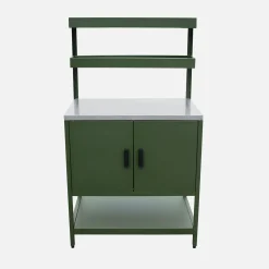 Outdoor-Küche aus Stahl mit 2 hängenden Regalböden und 2 Türen L 80 cm