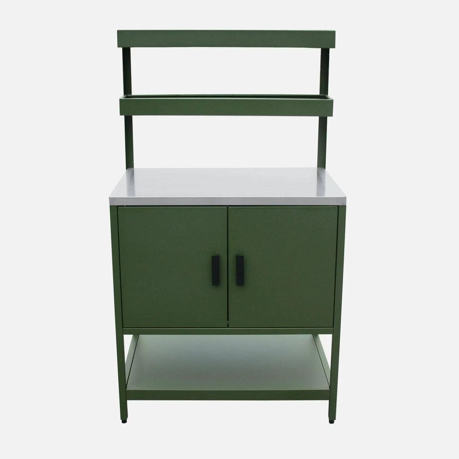 Outdoor-Küche aus Stahl mit 2 hängenden Regalböden und 2 Türen L 80 cm