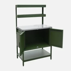 Outdoor-Küche aus Stahl mit 2 hängenden Regalböden und 2 Türen L 80 cm