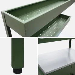 Outdoor-Küche aus Stahl mit 2 hängenden Regalböden und 2 Türen L 80 cm