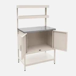 Outdoor-Küche aus Stahl mit 2 hängenden Regalböden und 2 Türen L 80 cm