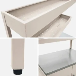 Outdoor-Küche aus Stahl mit 2 hängenden Regalböden und 2 Türen L 80 cm