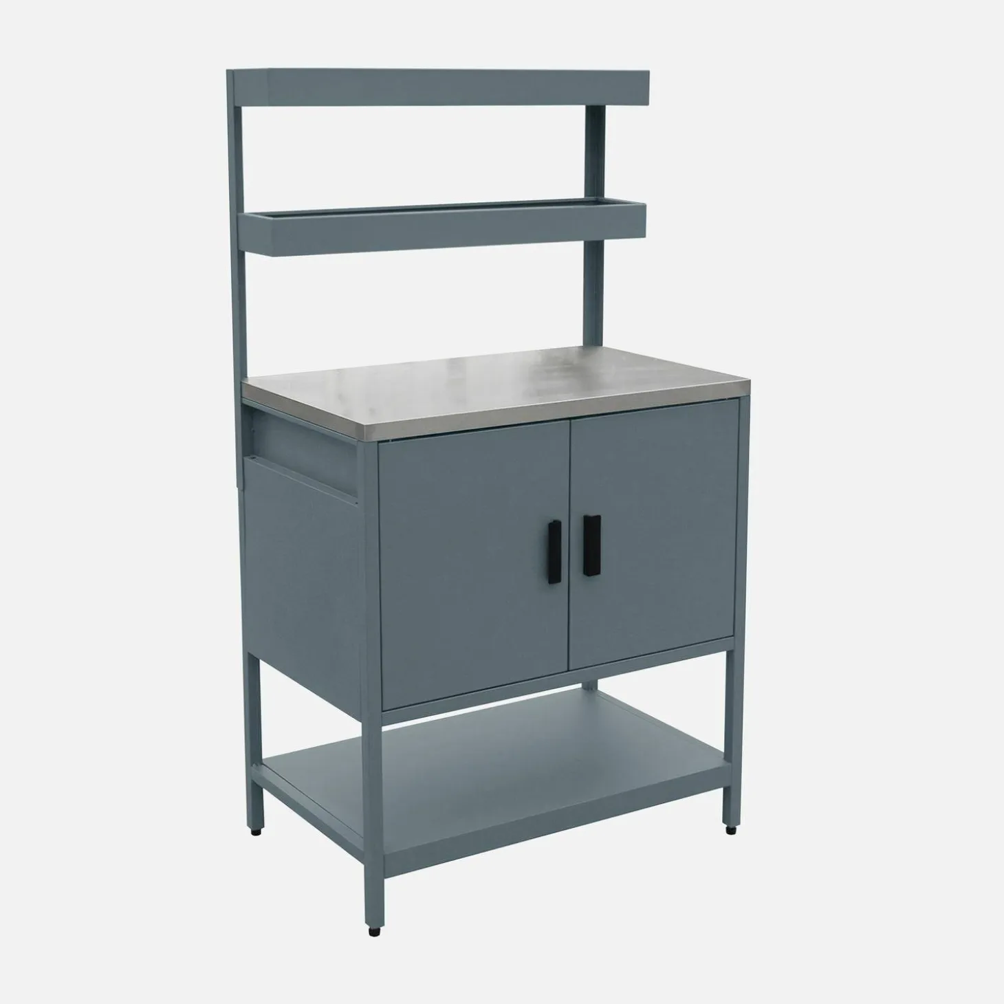 Outdoor-Küche aus Stahl mit 2 hängenden Regalböden und 2 Türen L 80 cm