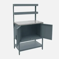 Outdoor-Küche aus Stahl mit 2 hängenden Regalböden und 2 Türen L 80 cm
