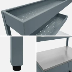 Outdoor-Küche aus Stahl mit 2 hängenden Regalböden und 2 Türen L 80 cm