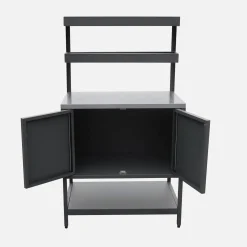 Outdoor-Küche aus Stahl mit 2 hängenden Regalböden und 2 Türen L 80 cm