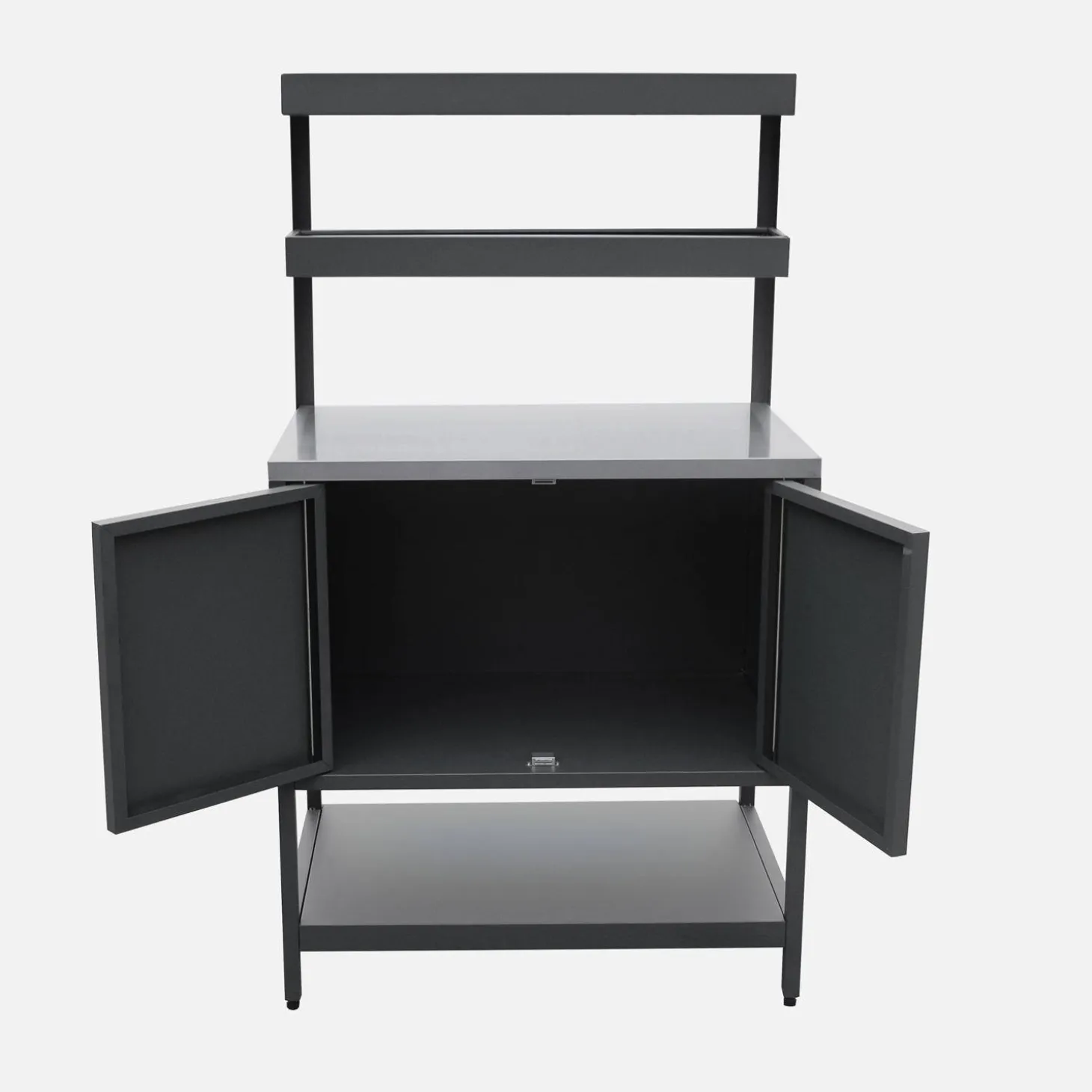 Outdoor-Küche aus Stahl mit 2 hängenden Regalböden und 2 Türen L 80 cm