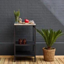 Outdoor-Küche aus Stahl mit 2 Regalböden L 49 cm