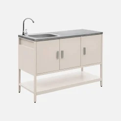 Outdoor-Küche aus Stahl mit Spüle L120 cm