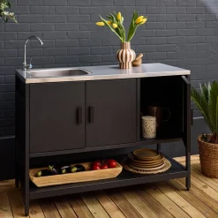 Outdoor-Küche aus Stahl mit Spüle L120 cm