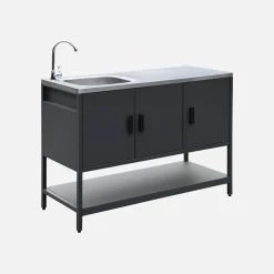 Outdoor-Küche aus Stahl mit Spüle L120 cm