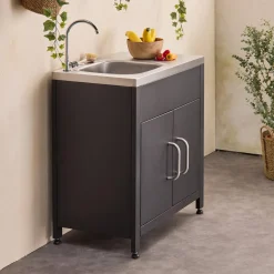 Outdoor-Küche aus Stahl mit Spüle L80 cm