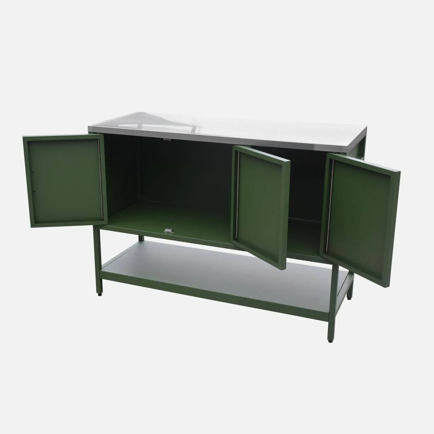 Outdoor-Küche aus Stahl mit 3 Türen, 1 Regalboden L120 cm
