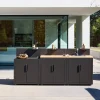 Outdoor-Küche 3 Module Stahl und Holzdekor
