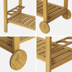 Outdoor-Küchenwagen 95 cm aus Tannenholz mit Rädern und Griff