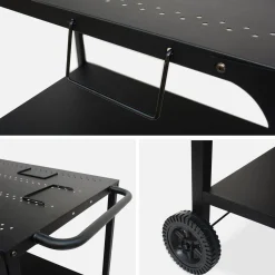 Outdoor-Servierwagen für Plancha, mit zwei Rädern