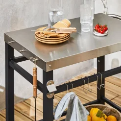 Outdoor-Servierwagen zum Grillen, schwarz