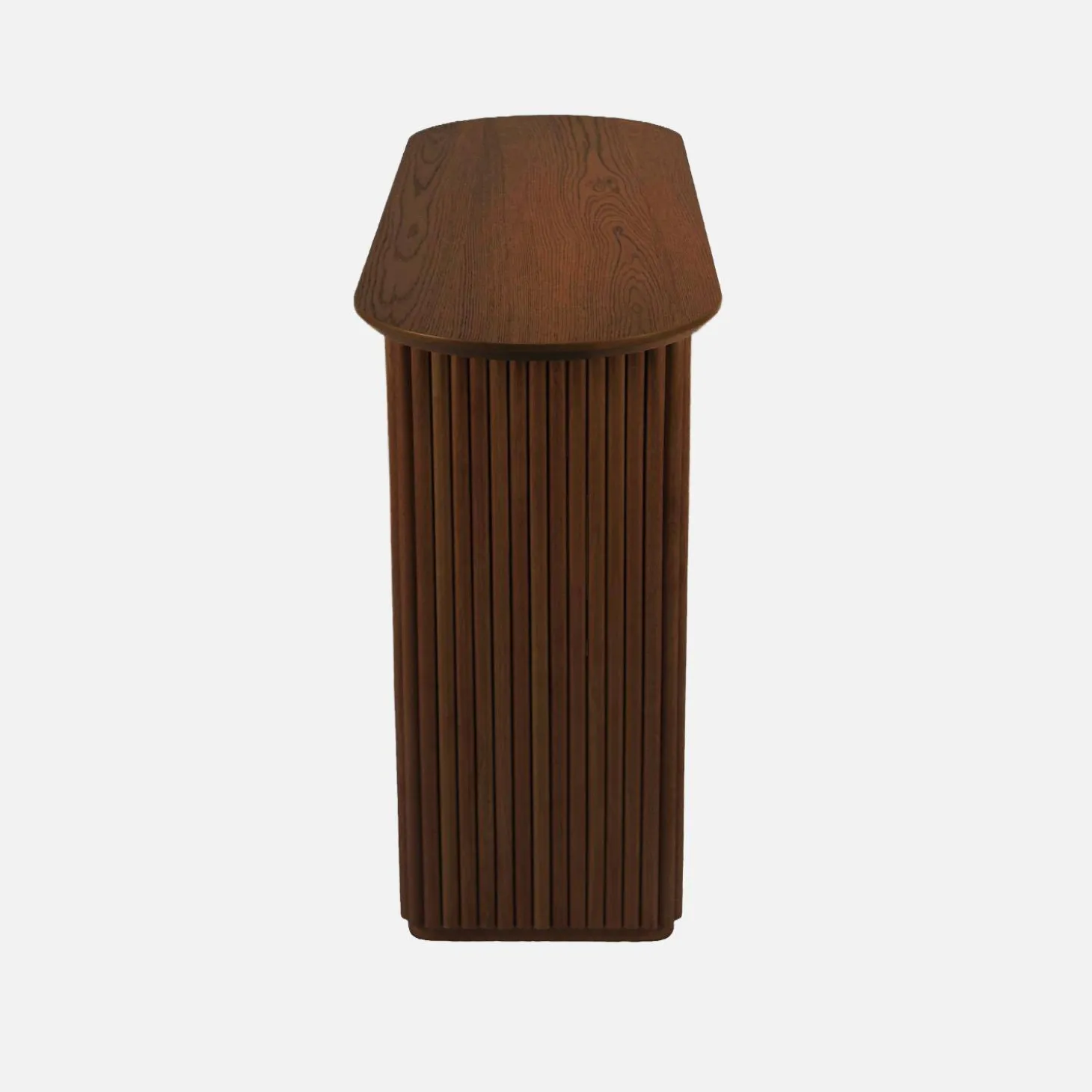 Ovale Konsole aus Heveaholz mit Eichenfurnier