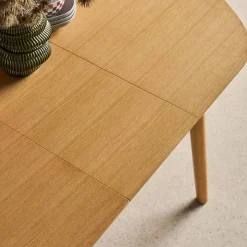 Ovaler ausziehbarer Esszimmer-Tisch Heveaholz und Eichenfurnier, für 4-6 Personen