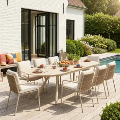 Ovaler ausziehbarer Gartentisch aus Aluminium 220/280cm für 10 Personen