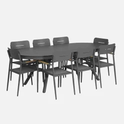 Ovaler ausziehbarer Gartentisch aus Aluminium 220/280cm für 10 Personen