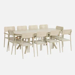 Ovaler ausziehbarer Gartentisch 220/280cm aus Aluminium + 10 Sessel