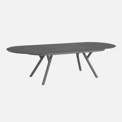 Ovaler ausziehbarer Gartentisch 220/280cm aus Aluminium + 10 Sessel