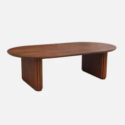 Ovaler Couchtisch Heveaholz und Eichenfurnier