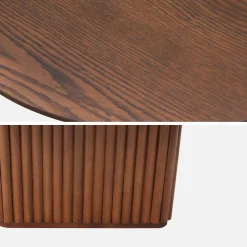 Ovaler Couchtisch Heveaholz und Eichenfurnier