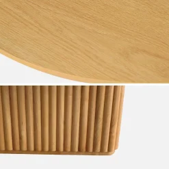 Ovaler Couchtisch Heveaholz und Eichenfurnier