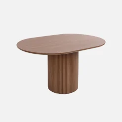 Ovaler Couchtisch mit geriffelter Holzoptik