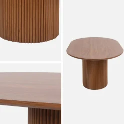 Ovaler Couchtisch mit geriffelter Holzoptik