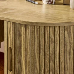 Ovales Büro im Holzlook mit zwei Aufbewahrungsmöglichkeiten, L 120cm