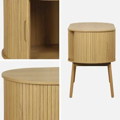 Ovales Büro im Holzlook mit zwei Aufbewahrungsmöglichkeiten, L 120cm
