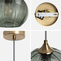 Pendelleuchte aus Metall und Glas Ø 20 cm