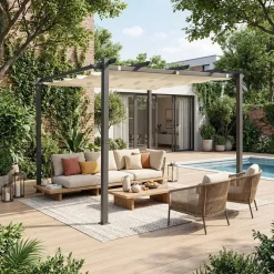 Pergola, Aluminium, 3x3m, Schiebedach
